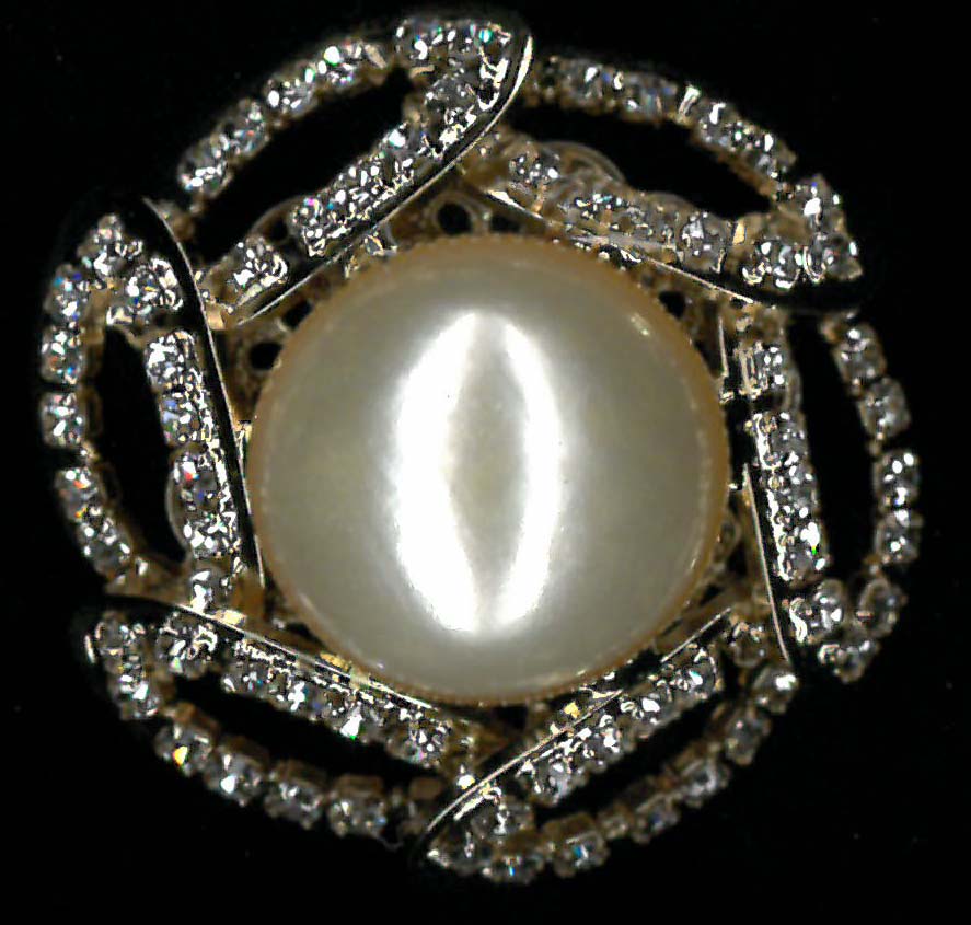BUTTON - GOLD/CRYSTAL