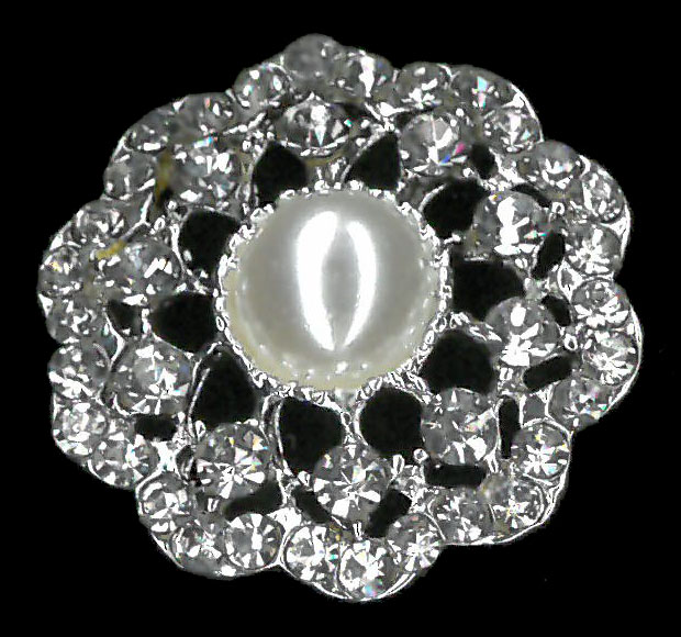 CRYSTAL PEARL BUTTON - IVORY/NICKEL