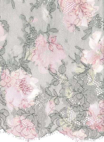 PRINTED FRENCH LACE - PINK/MINT