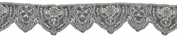 CRYSTAL BEADED SEQUIN EDGING - IV/SIL