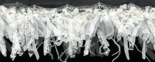 BEADED SEQUIN FRILLY LACE EDGING - IVORY