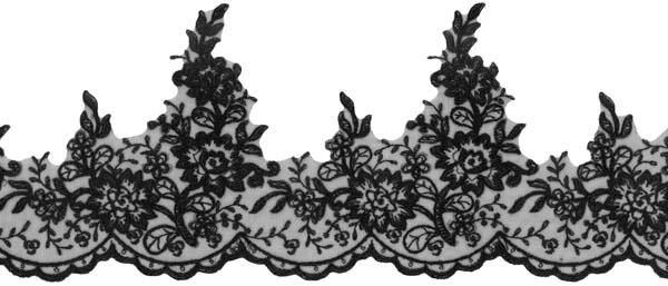 EMBROIDERED EDGING - BLACK