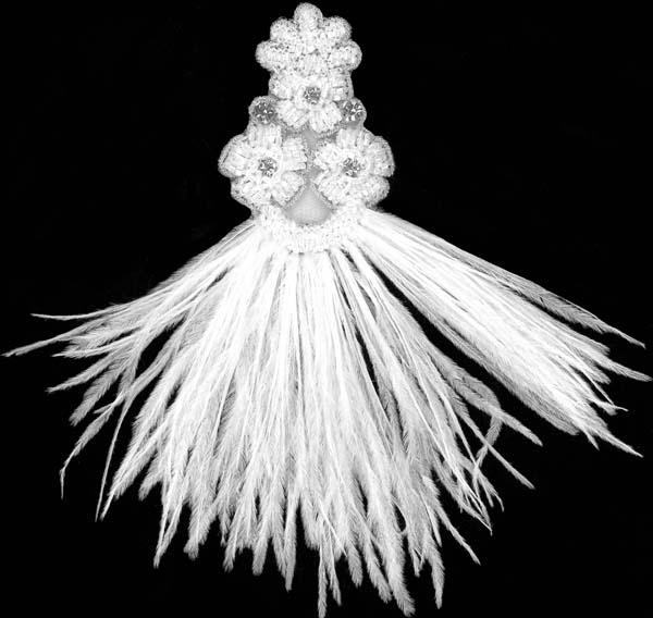 CRYSTAL FEATHER MOTIF - WHITE/SIL