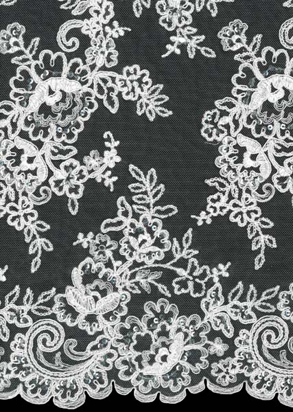 POLY SEQUIN CORDED LACE - IVORY